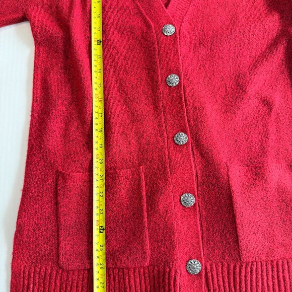 Talbots NWT Jewel Button Cardigan V Neck Red Pockets Size S - Picture 3 of 11